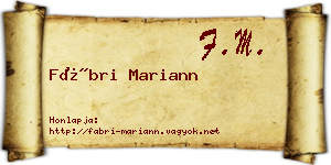 Fábri Mariann névjegykártya